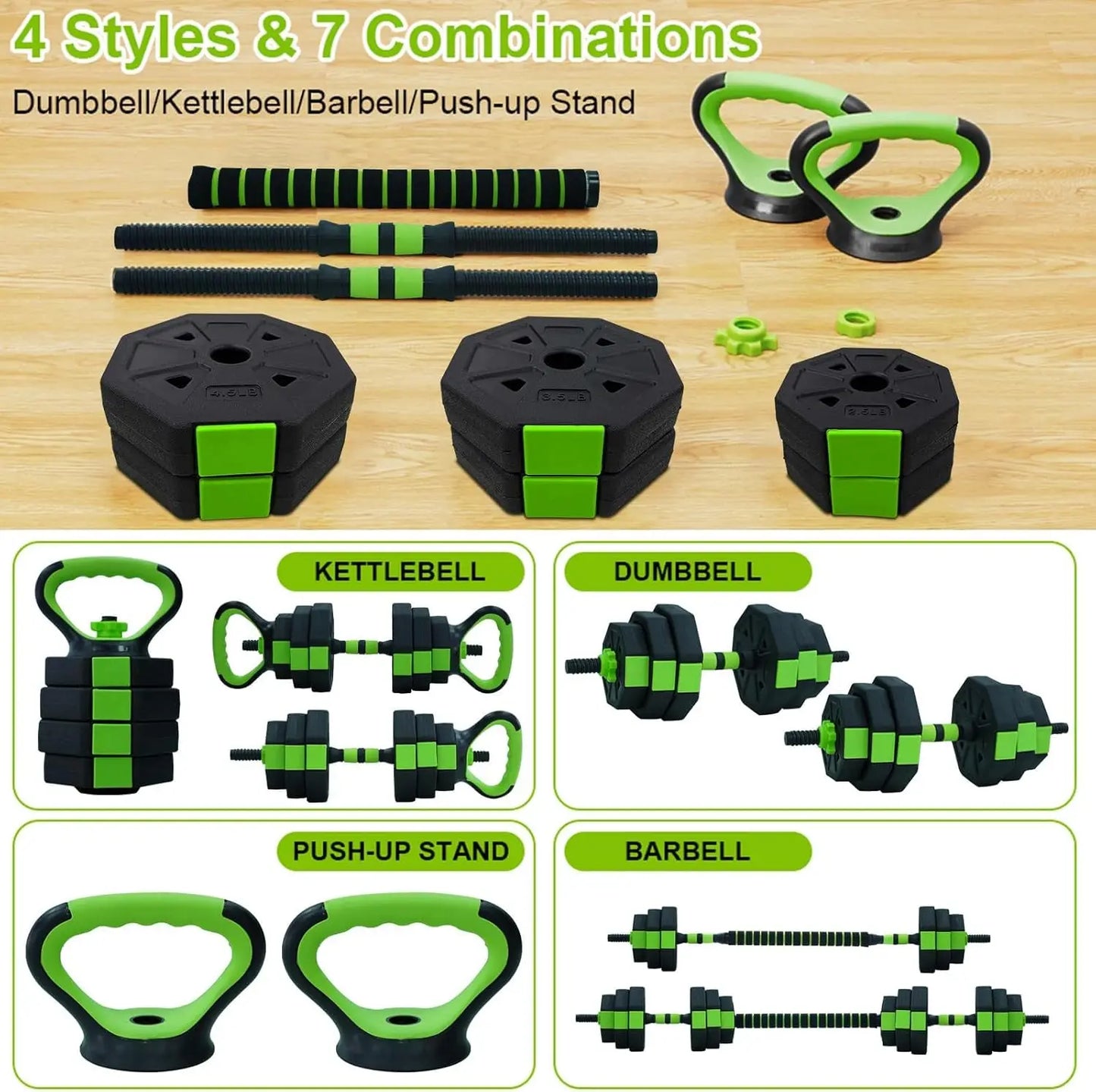 HiMISS 4 In 1 Adjustable Kettlebell And Dumbbell Set For Home Gym