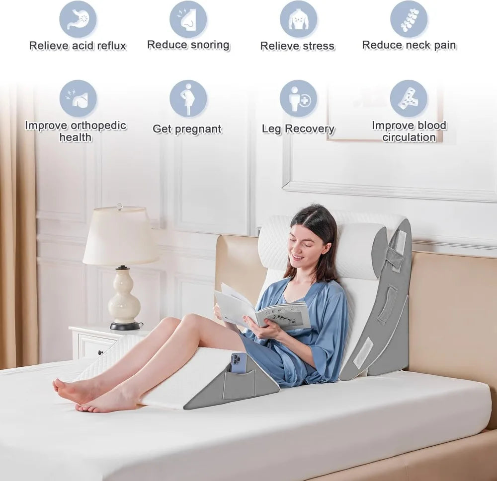Orthopedic Wedge Pillow Set Post Surgery Pain Relief Sleep