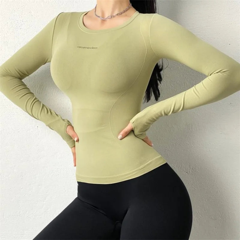 Women's Quick Dry Gym Long Sleeve Top for Running Yoga