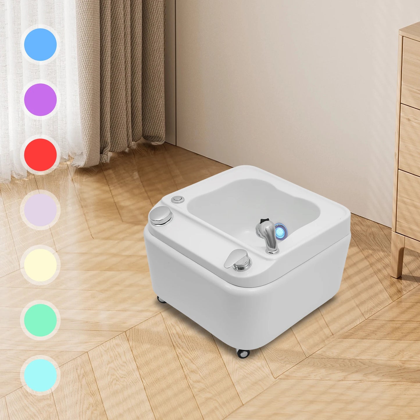Bymaocar Acrylic Foot Bath With Massage LED Light Spa Tub