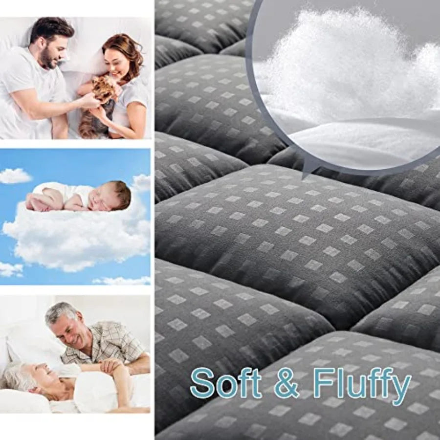 Waterproof Mattress Pad Quilted Fitted Protector Cooling Pillow Top Cover