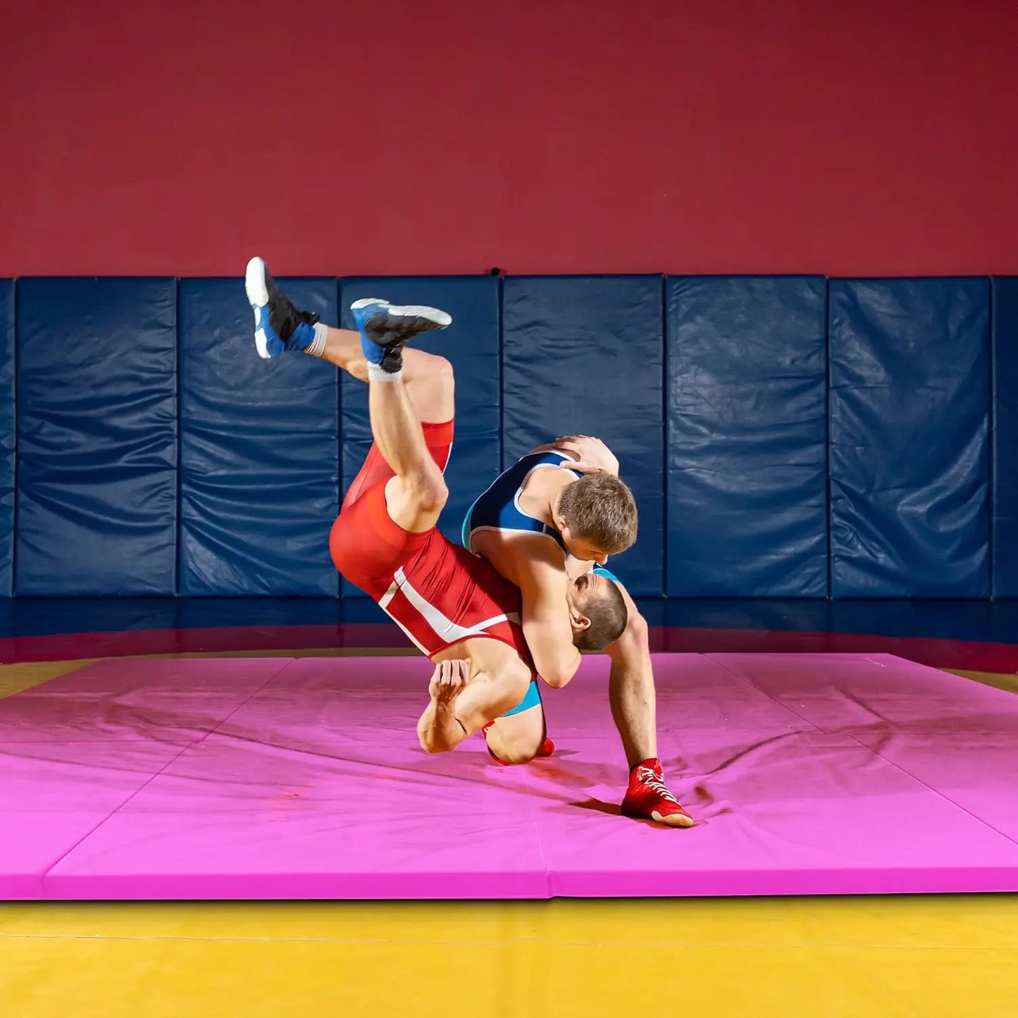 Folding Gymnastics Mat Four Panel Non Slip Vinyl Carrying Handles