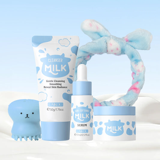 LAIKOU Milk Skincare Set Hydrating Serum Moisturizer Cleanser Kit