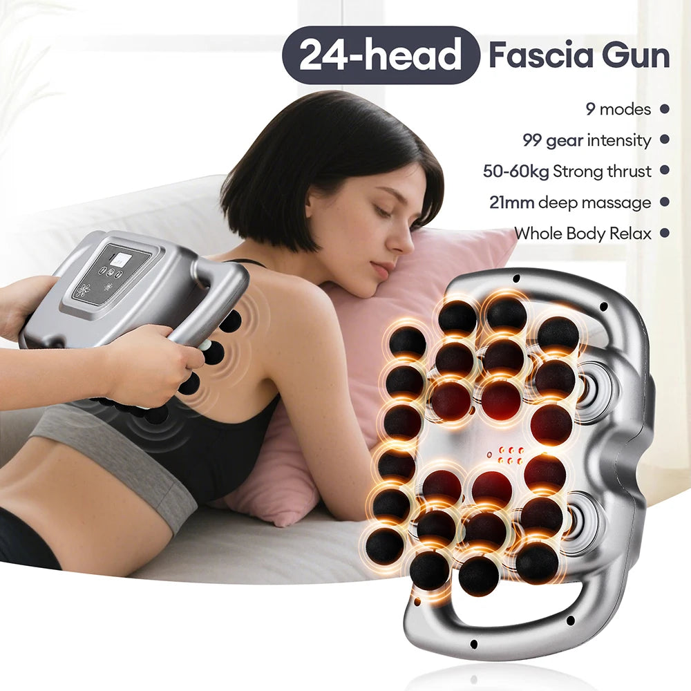 Foreverlily 24 Head Fascia Gun With 9 Modes Vibration Massage