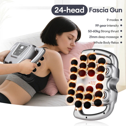 Foreverlily 24 Head Fascia Gun With 9 Modes Vibration Massage
