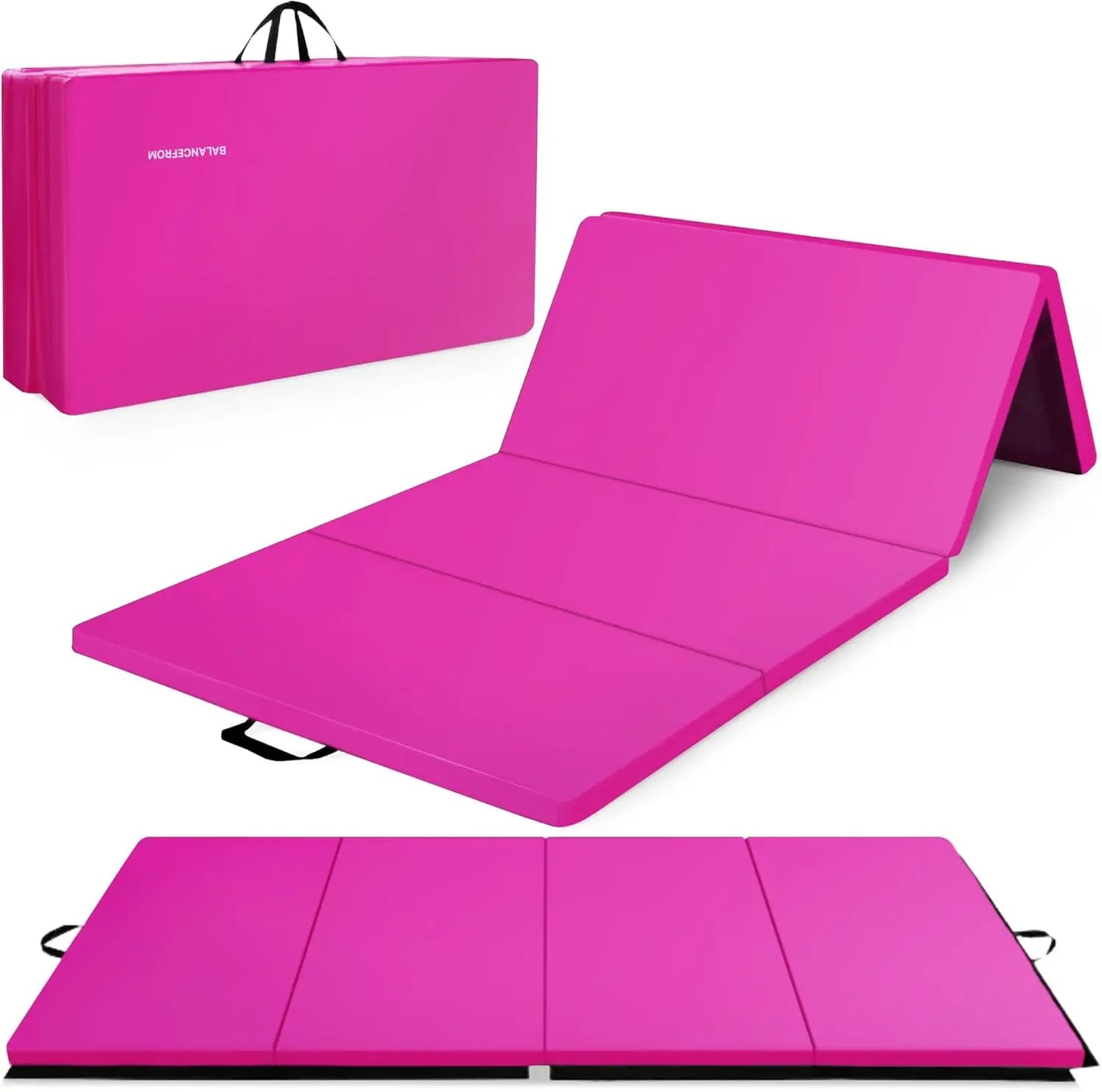 Folding Gymnastics Mat Four Panel Non Slip Vinyl Carrying Handles