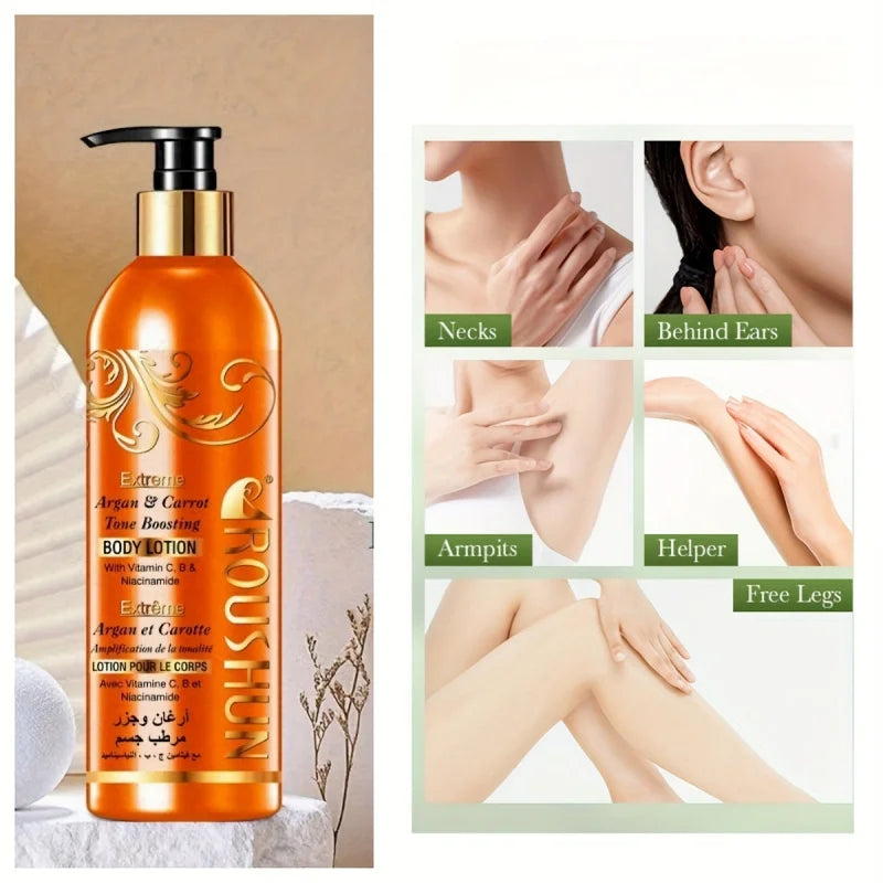 ROUSHUN Moroccan Argan Carrot Body Lotion Hydrating Moisturizing