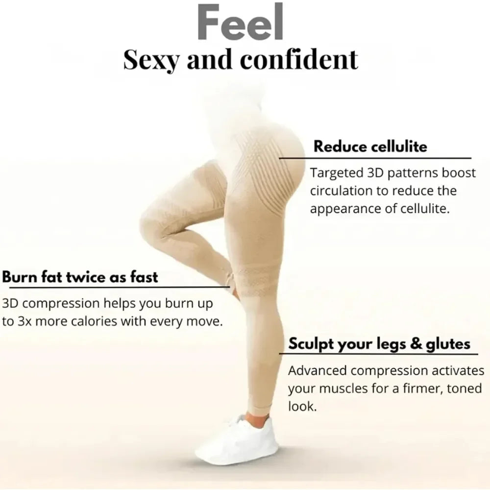 Cellulite 3D Leggings High Waisted Butt Lifting Tummy Control
