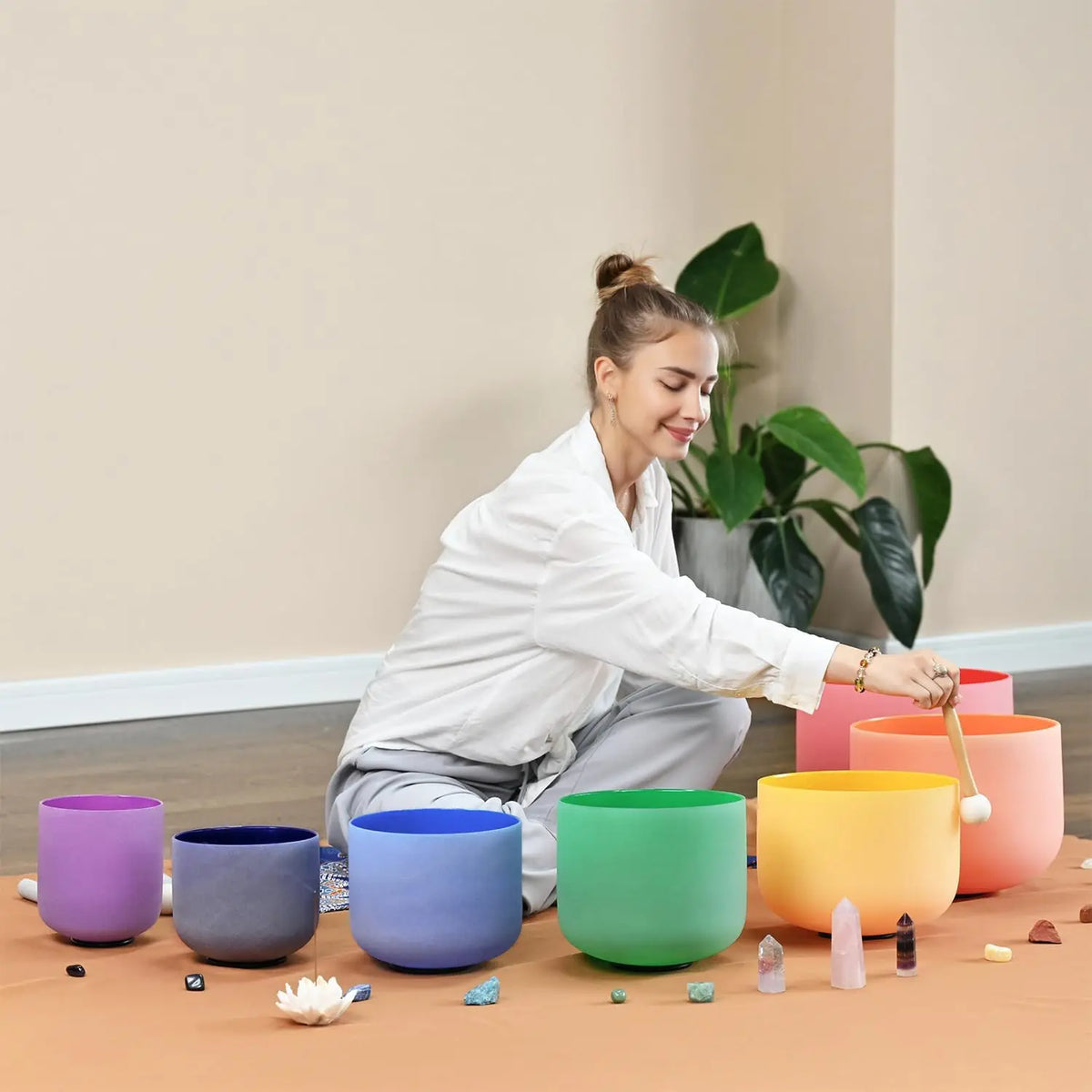 CVNC Crystal Singing Bowls Set For Sound Healing Meditation