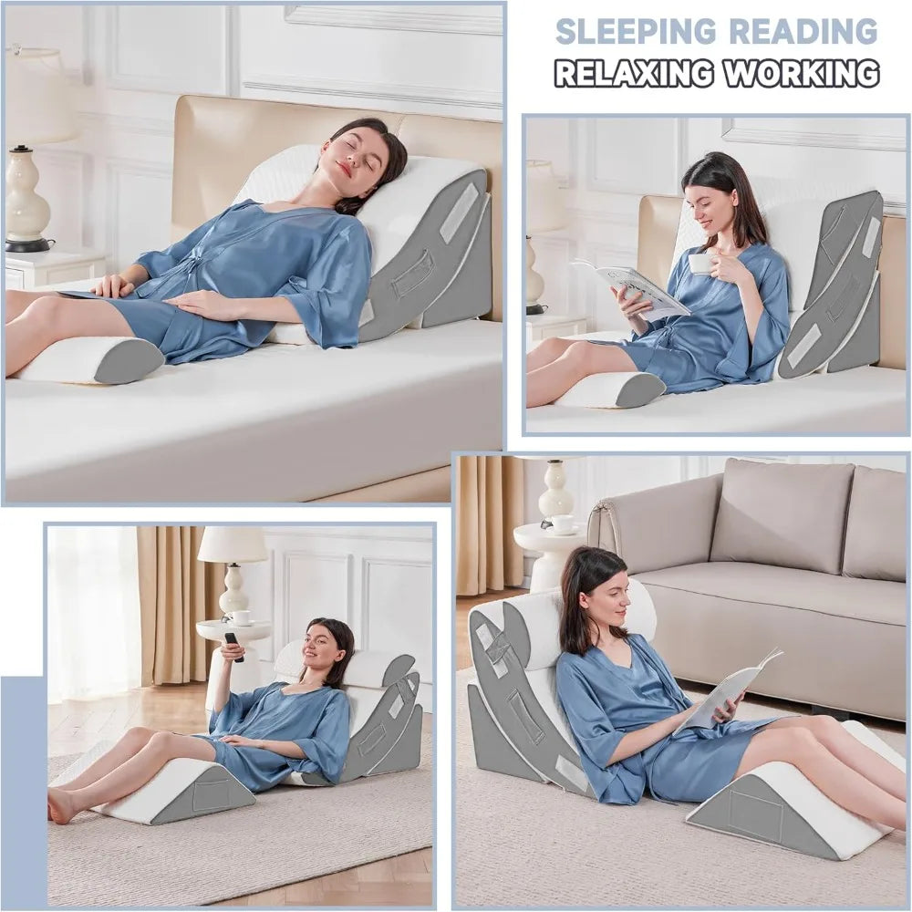 Orthopedic Wedge Pillow Set Post Surgery Pain Relief Sleep