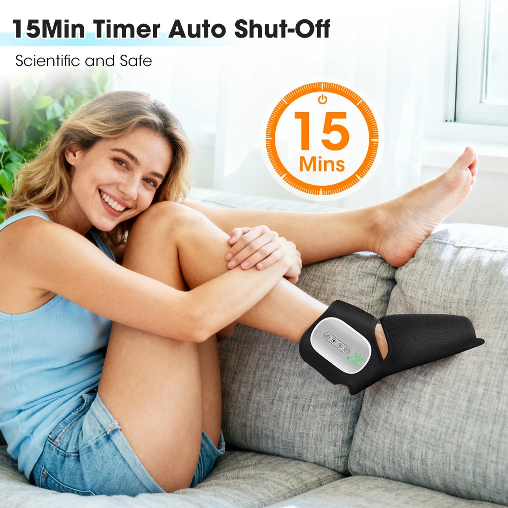 Hailicare Heated Ankle Foot Massager Air Compression 4 Intensity Levels