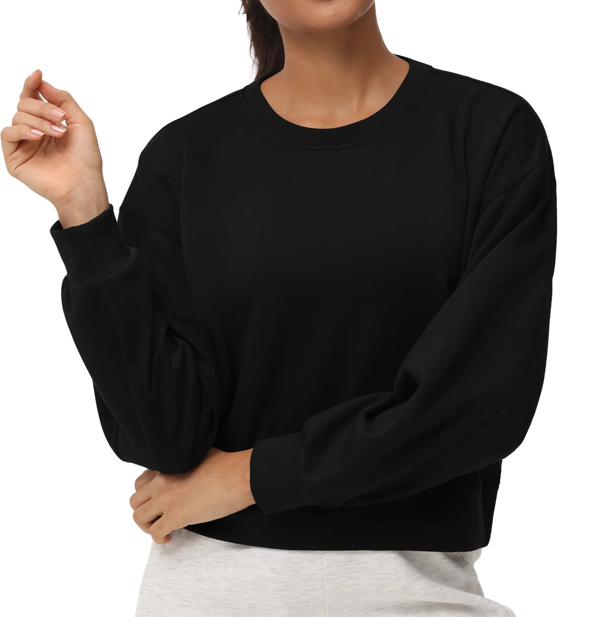 THE GYM PEOPLE Womens Cropped Crewneck Pullover Sweatshirt