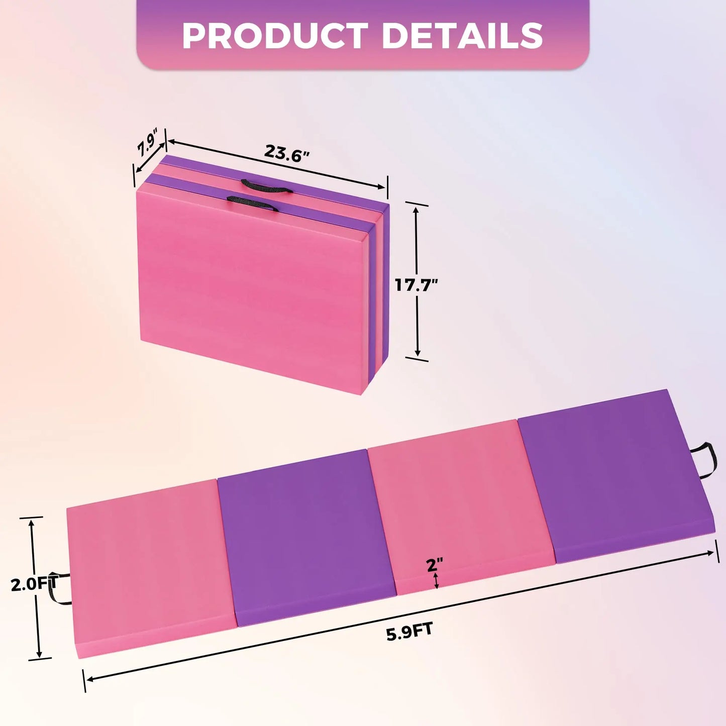 HiMISS Gymnastics Mat Foldable for Home Yoga Pilates Training