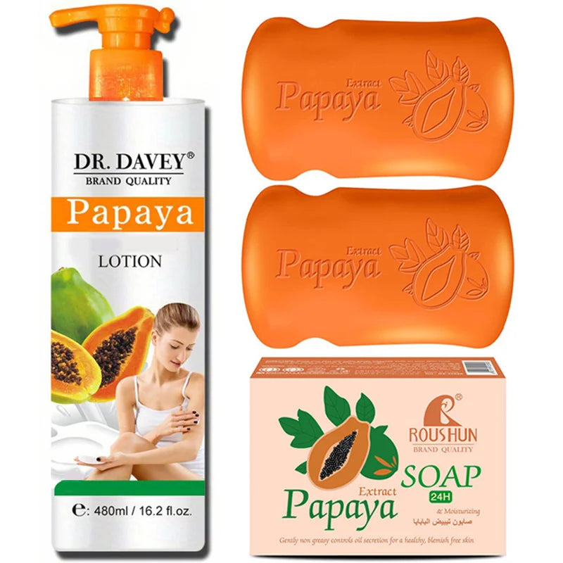 DR.DAVEY Papaya Body Lotion And Handmade Soap Bundle