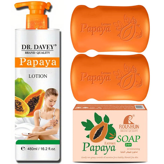DR.DAVEY Papaya Body Lotion And Handmade Soap Bundle