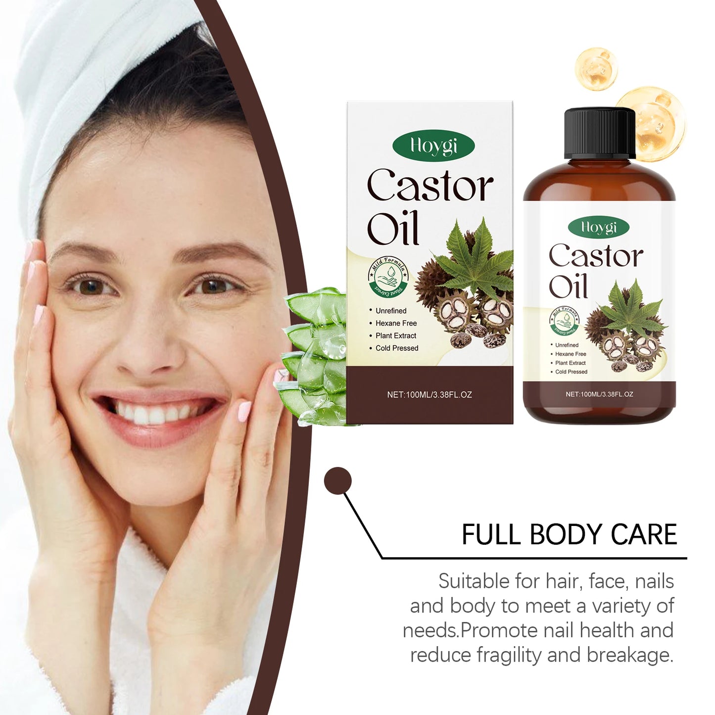 Hoygi Castor Oil Nourishing Body And Hair Care Oil Moisturizing