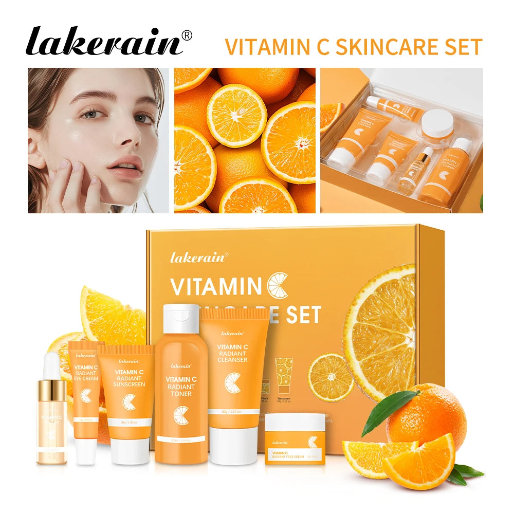 Lakerain Vitamin C Skin Care Set 6pcs Kit for Brightening