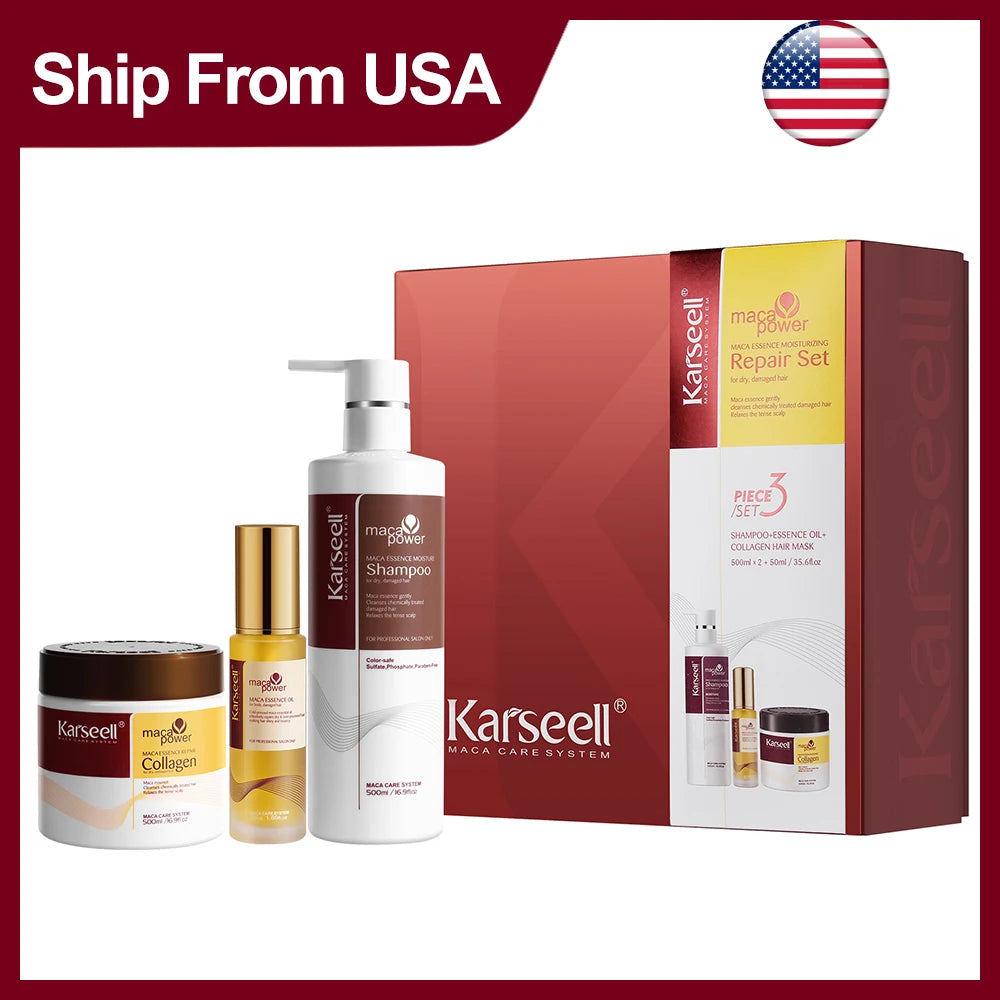 Karseell Collagen Hair Mask Argan Oil Shampoo Set For Dry Damaged Hair