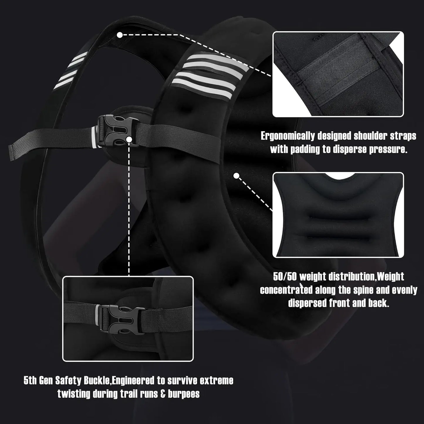 Weight Vest With Reflective Stripe For Workout And Running