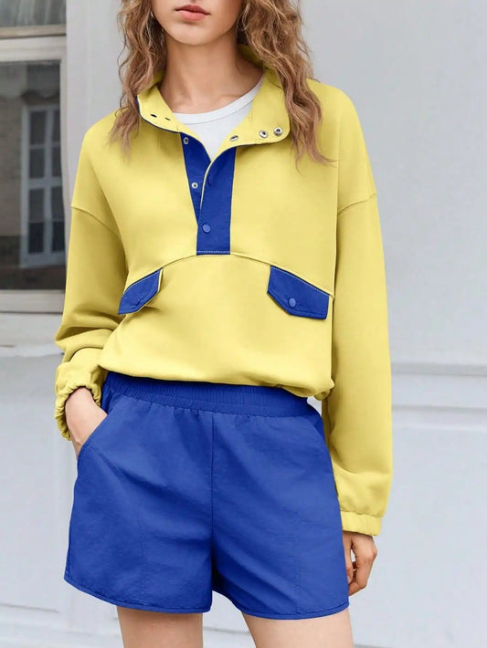 Fisoew Womens Two Piece Color Block Lounge Set Tracksuit