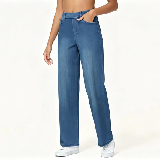 The Gym People Women's Stretchy Wide Leg Pull On Jeans