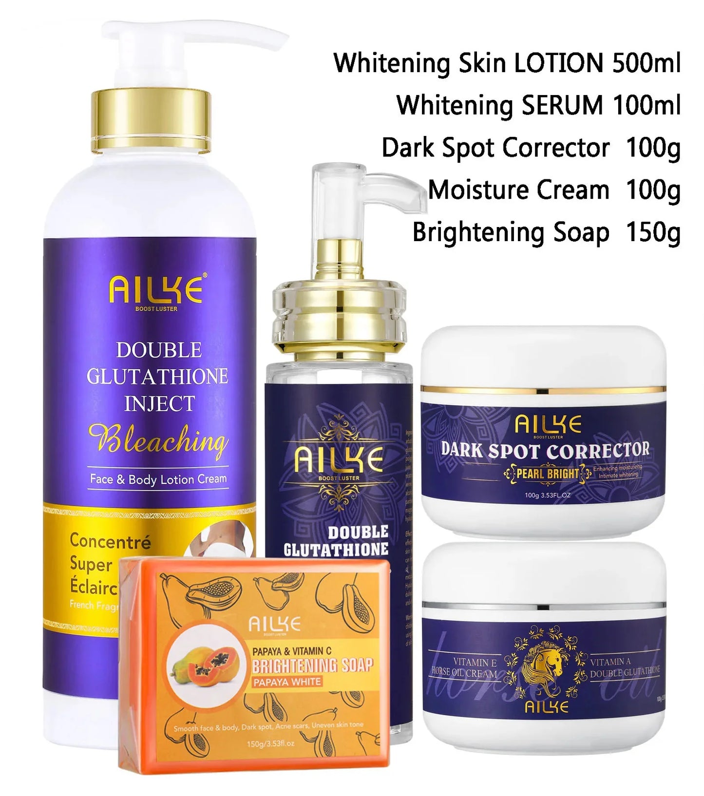 AILKE Glutathione Whitening Skin Care Set For Even Skin Tone
