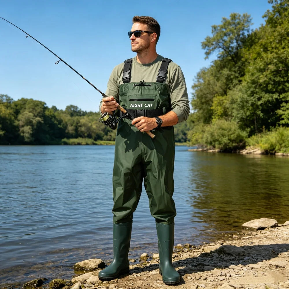 Night Cat Unisex Breathable Nylon Waterproof Chest Wader With Boots