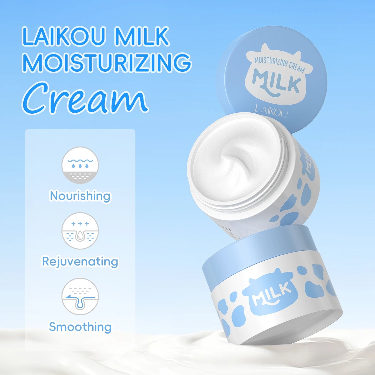 LAIKOU Milk Skincare Set Hydrating Serum Moisturizer Cleanser Kit