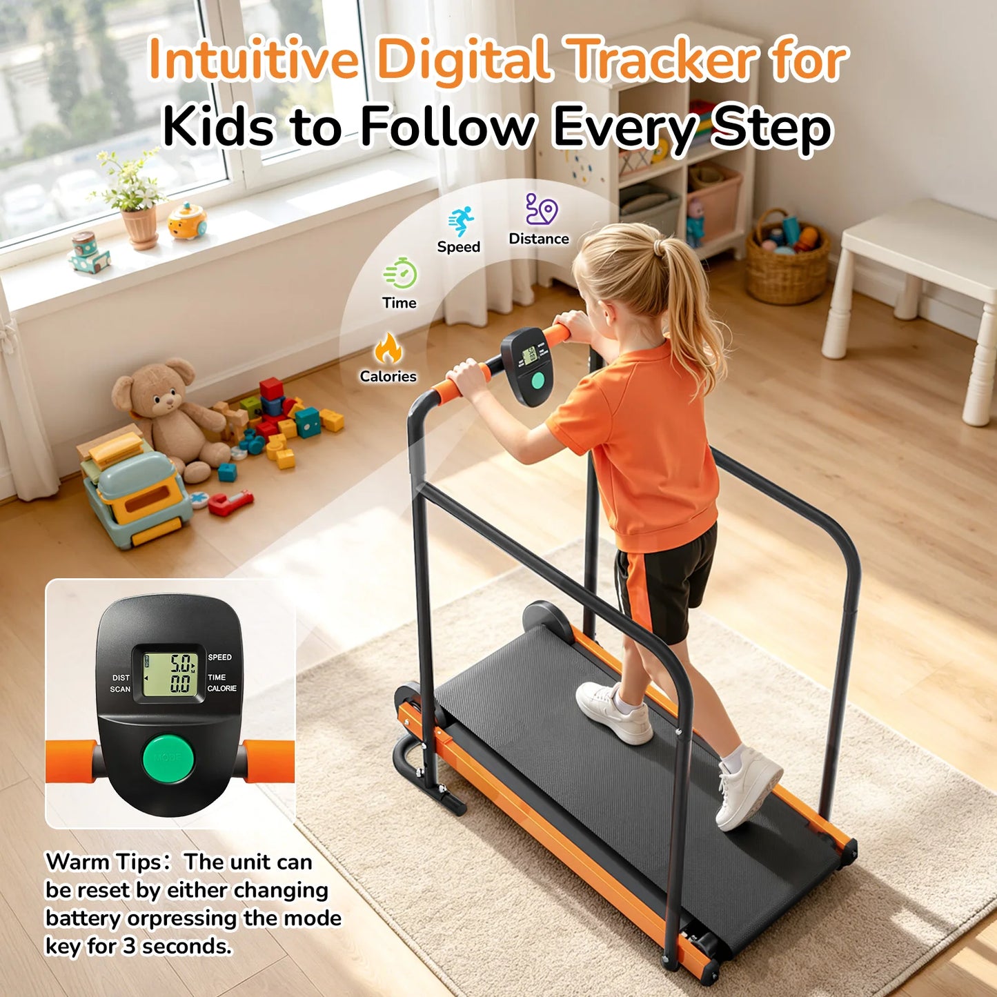 AKLUER Kids Walking Pad Treadmill Non Electric Self Propelled Gym