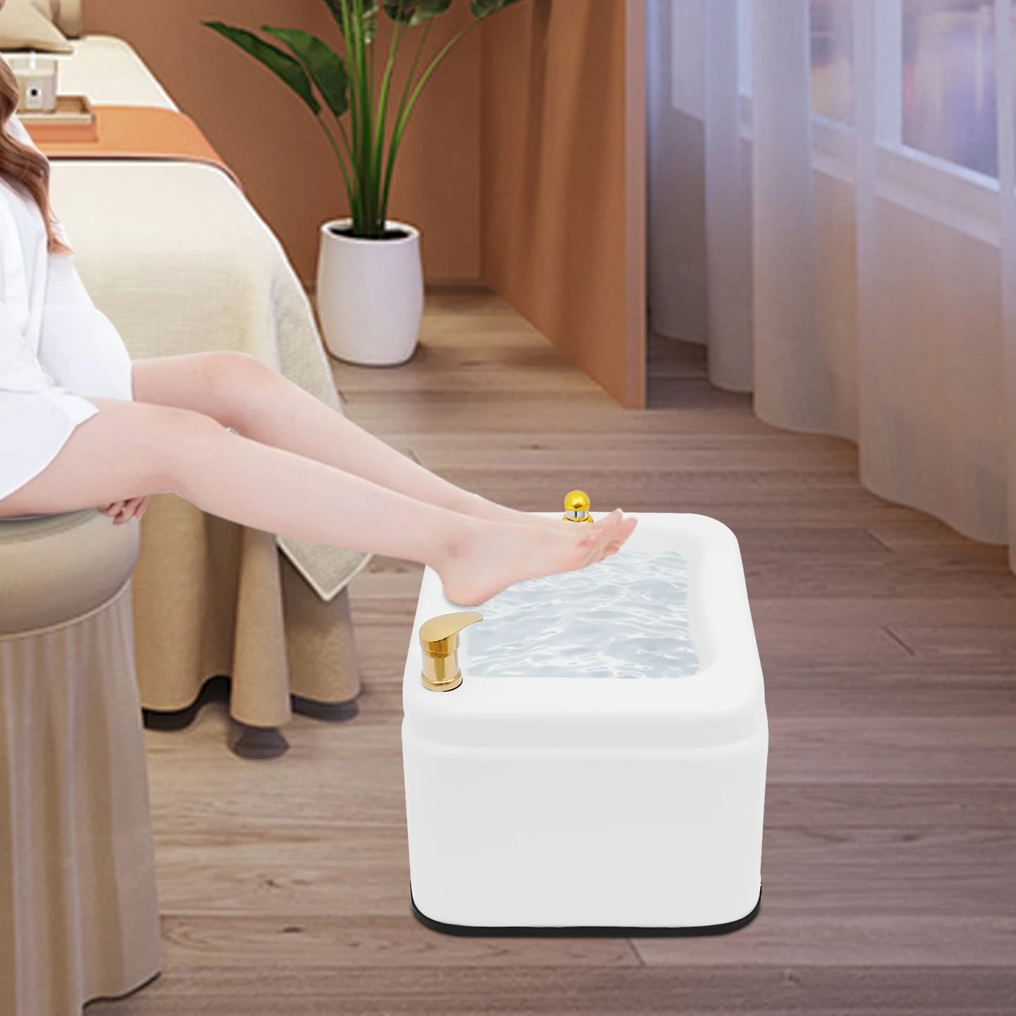 Bymaocar Acrylic Foot Bath With Massage LED Light Spa Tub