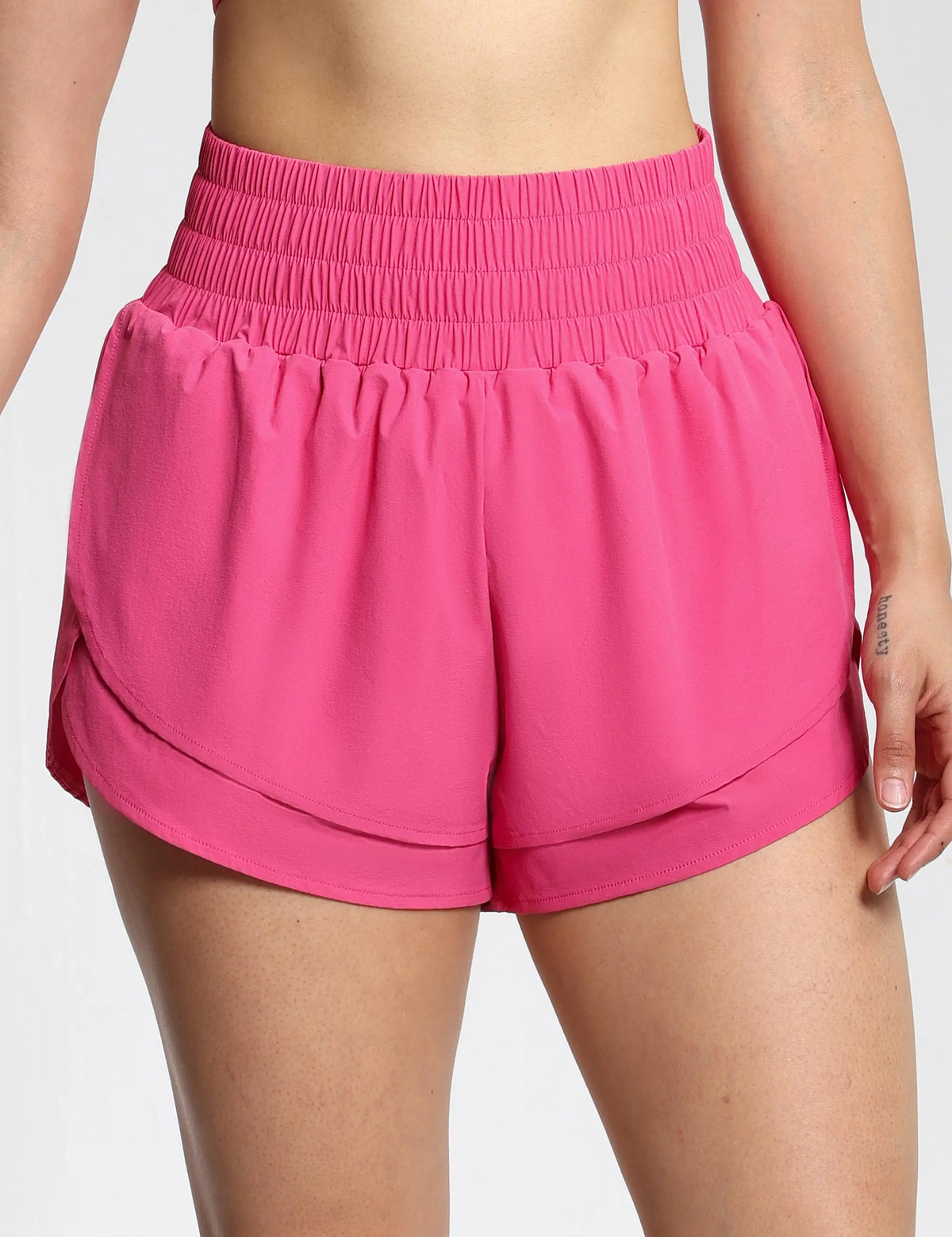 THE GYM PEOPLE Women's High Waisted Running Shorts Zipper Pocket
