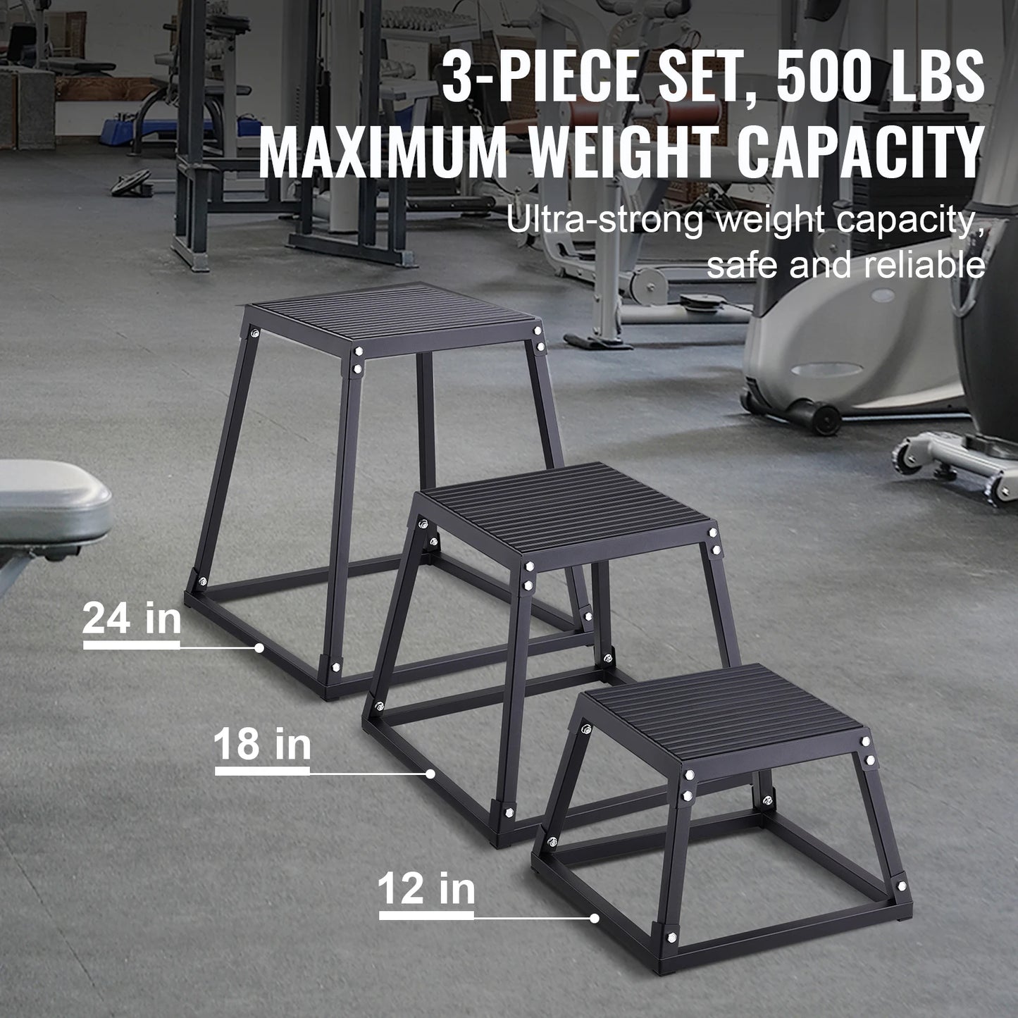 SucceBuy Adjustable Plyometric Jump Box Set Anti Slip