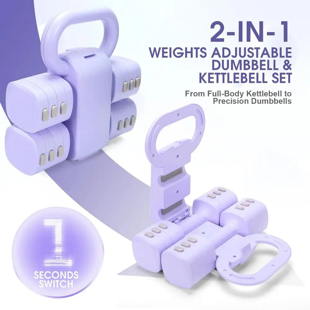 Versatile 2 In 1 Kettlebell Dumbbells Set With Adjustable Weights