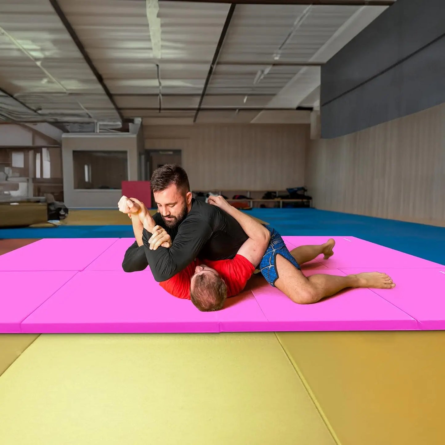 Folding Gymnastics Mat Four Panel Non Slip Vinyl Carrying Handles