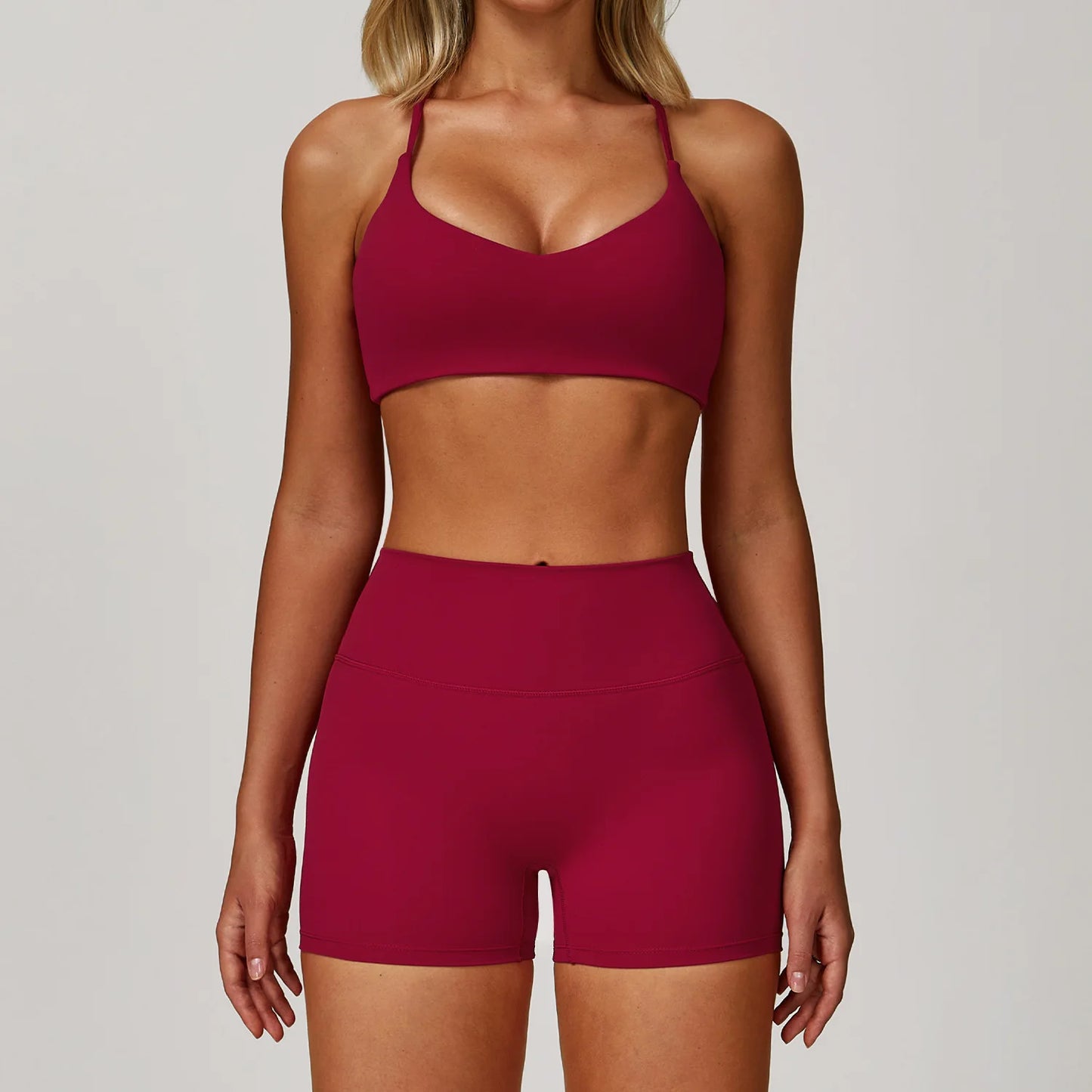 NONECN Women Yoga Bra Jacket High Waist Leggings Shorts Set