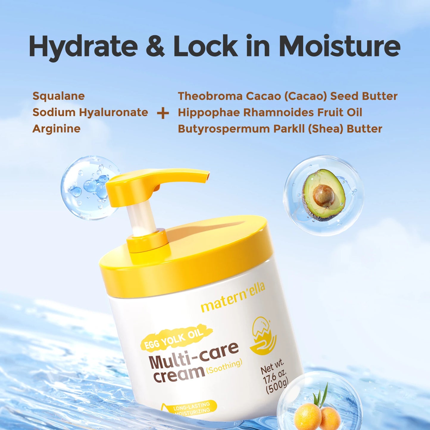 Egg Yolk Oil Hydrating Body Cream With Hyaluronic Acid And Squalane