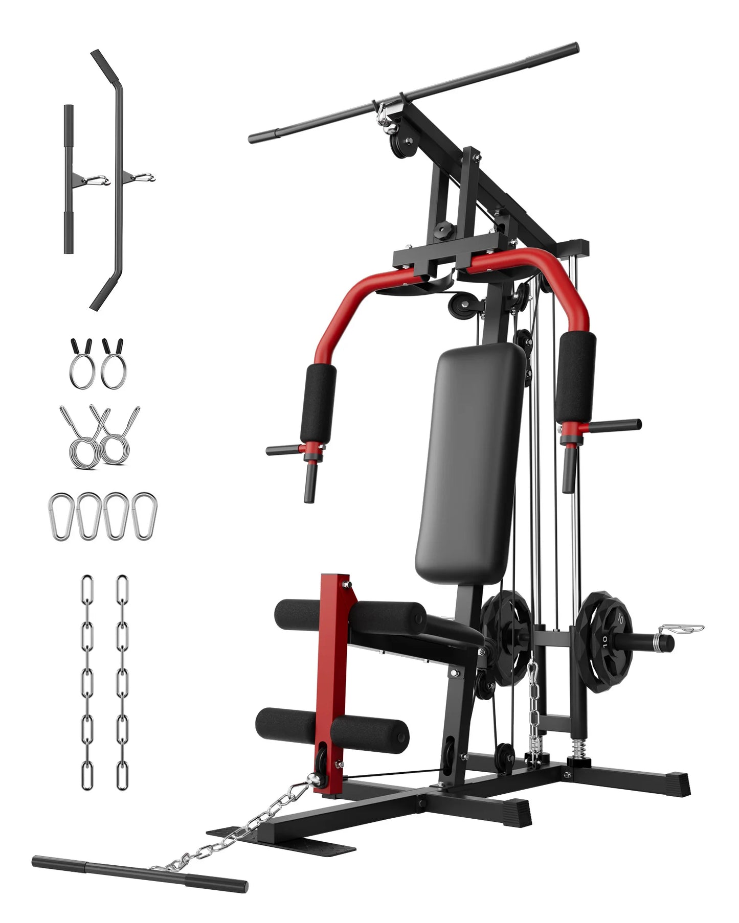 HiMISS 5 In 1 Home Gym Equipment Lat Pulldown Chest Press Leg Extension Row