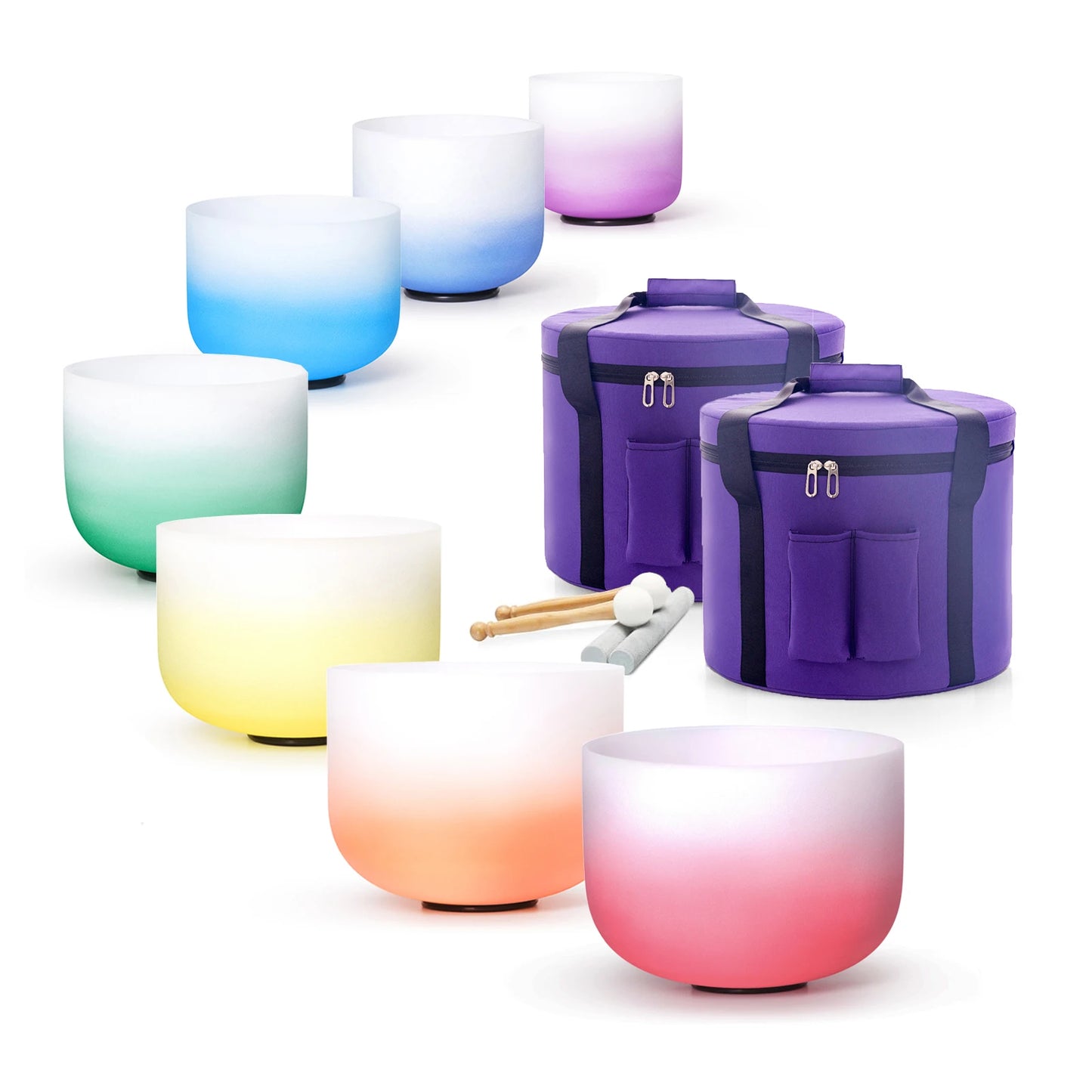 Hye-eun Drum Pad Quartz Crystal Singing Bowl Chakra Set