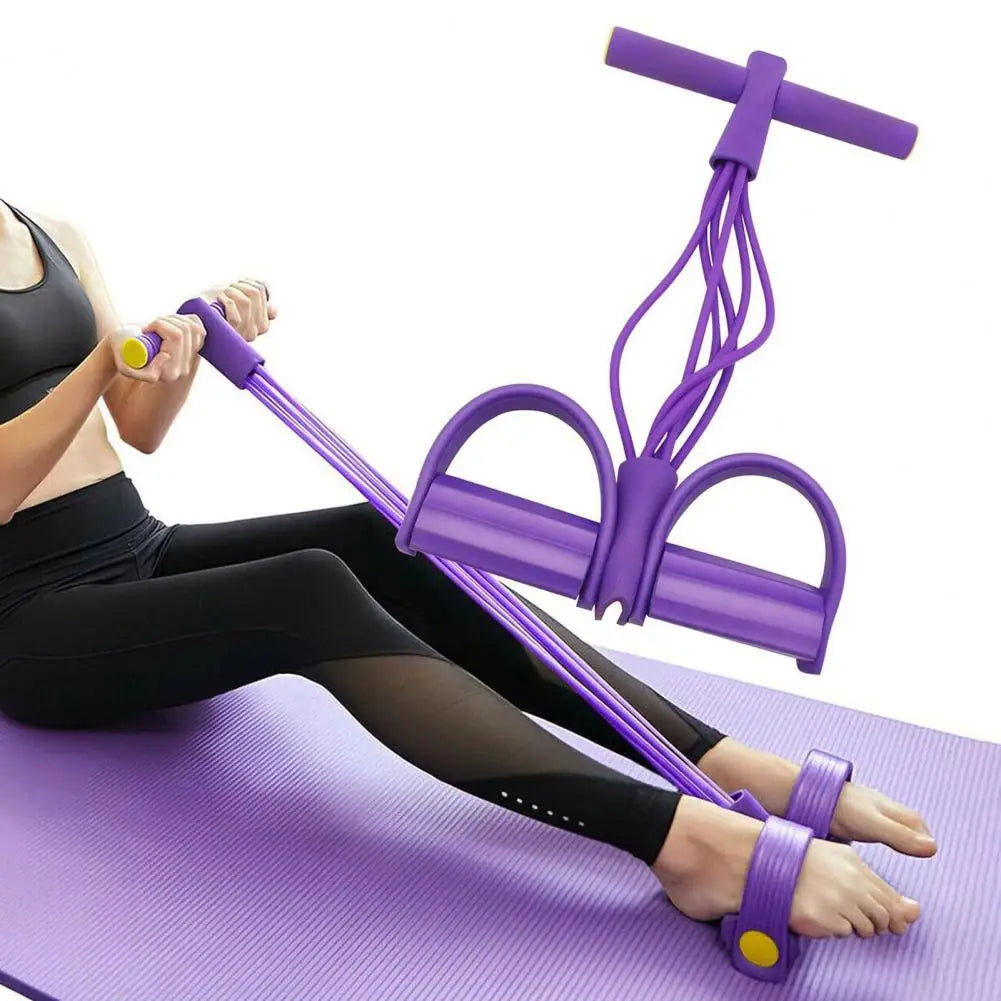 Six Tube Sit Up Pedal Resistance Band With Handle For Workouts