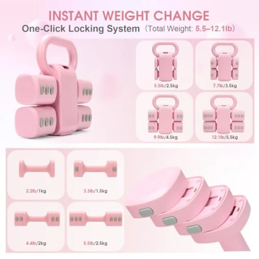 Kettlebell Dumbbells Set 2 In 1 Free Weights Pair Bundle