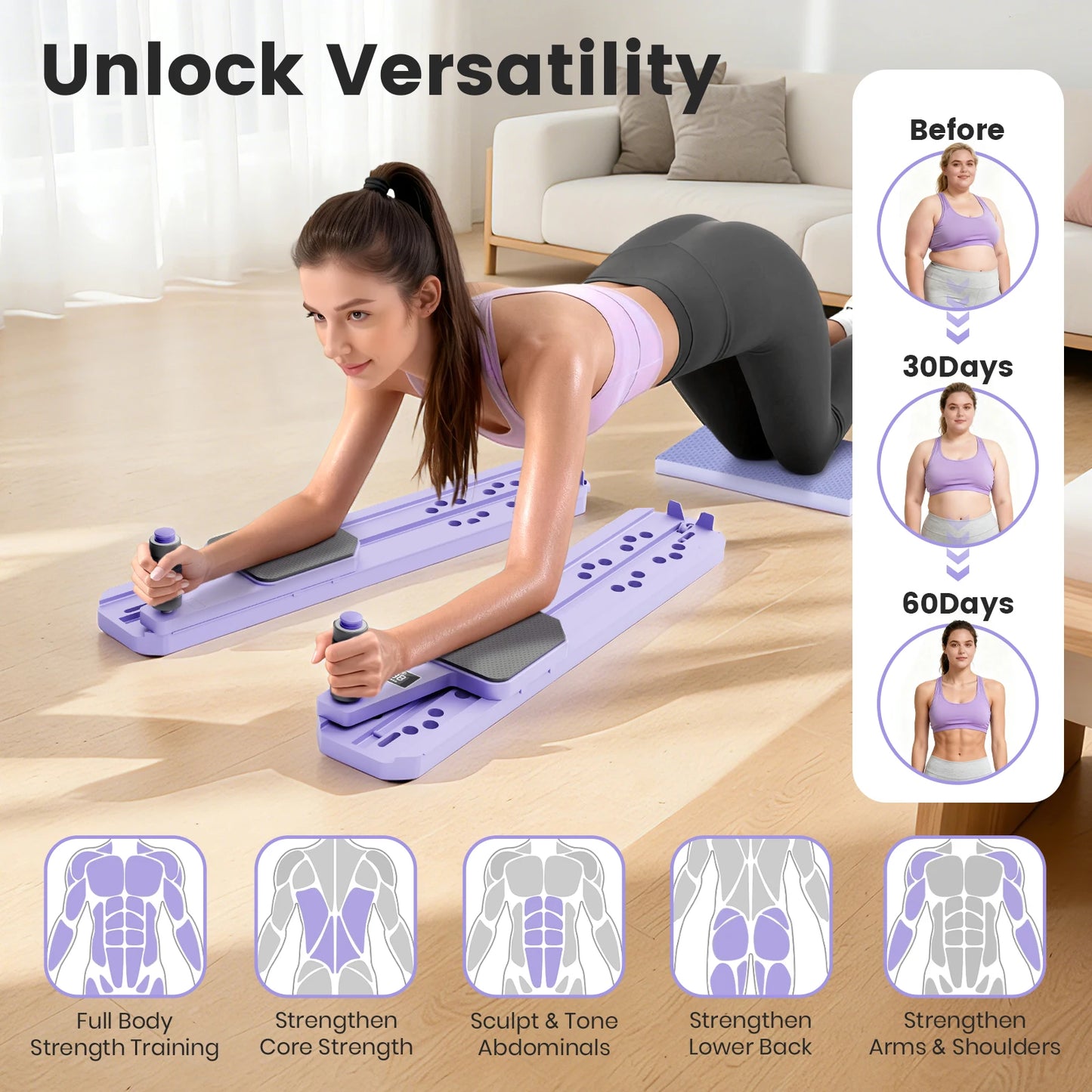Portable Pilates Board With Ski Balance And Reps Timer