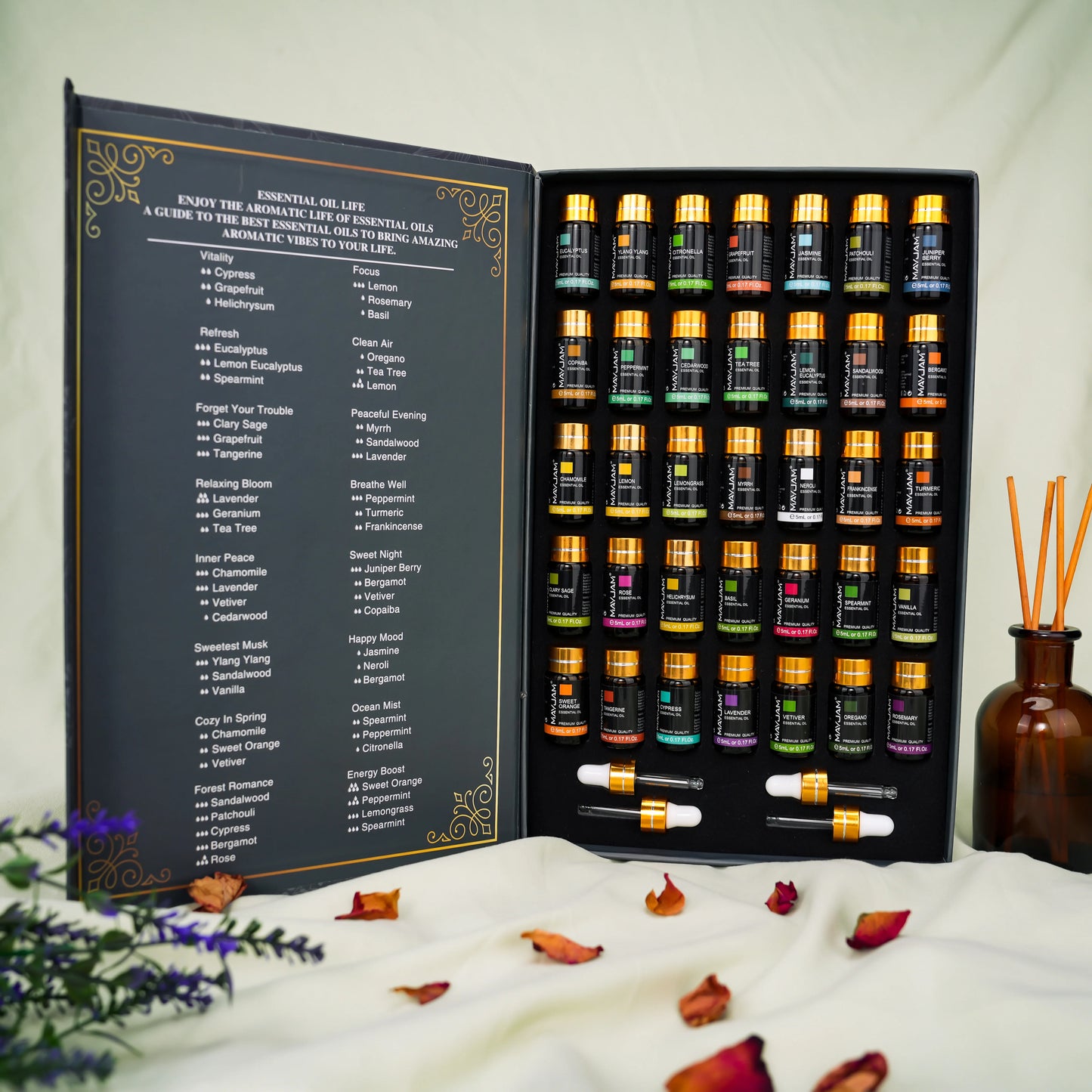 MAYJAM 35 Essential Oils Kit Gift Box Lavender Jasmine Vanilla
