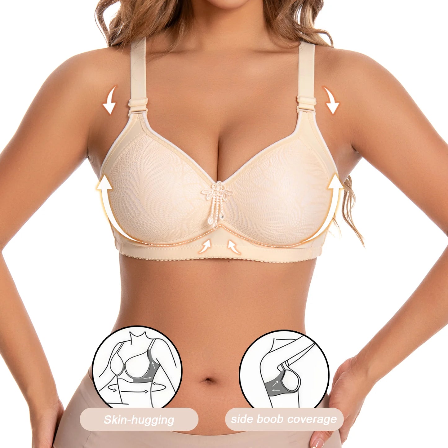 Set Of 6 Women Lace Padded No Wire T Shirt Bras Adjustable Straps