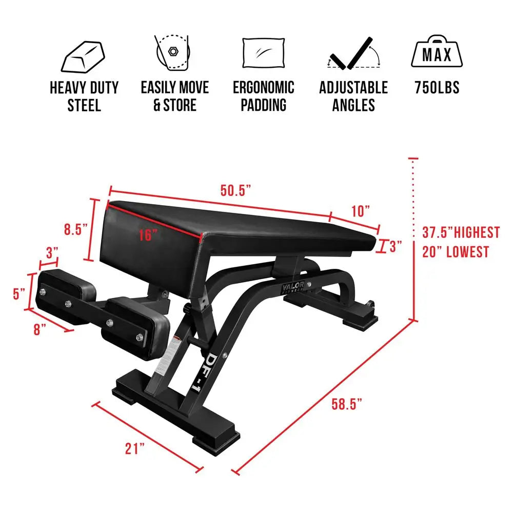 YTYIN Adjustable Weight Bench Sixteen Position Decline To Flat Wheels
