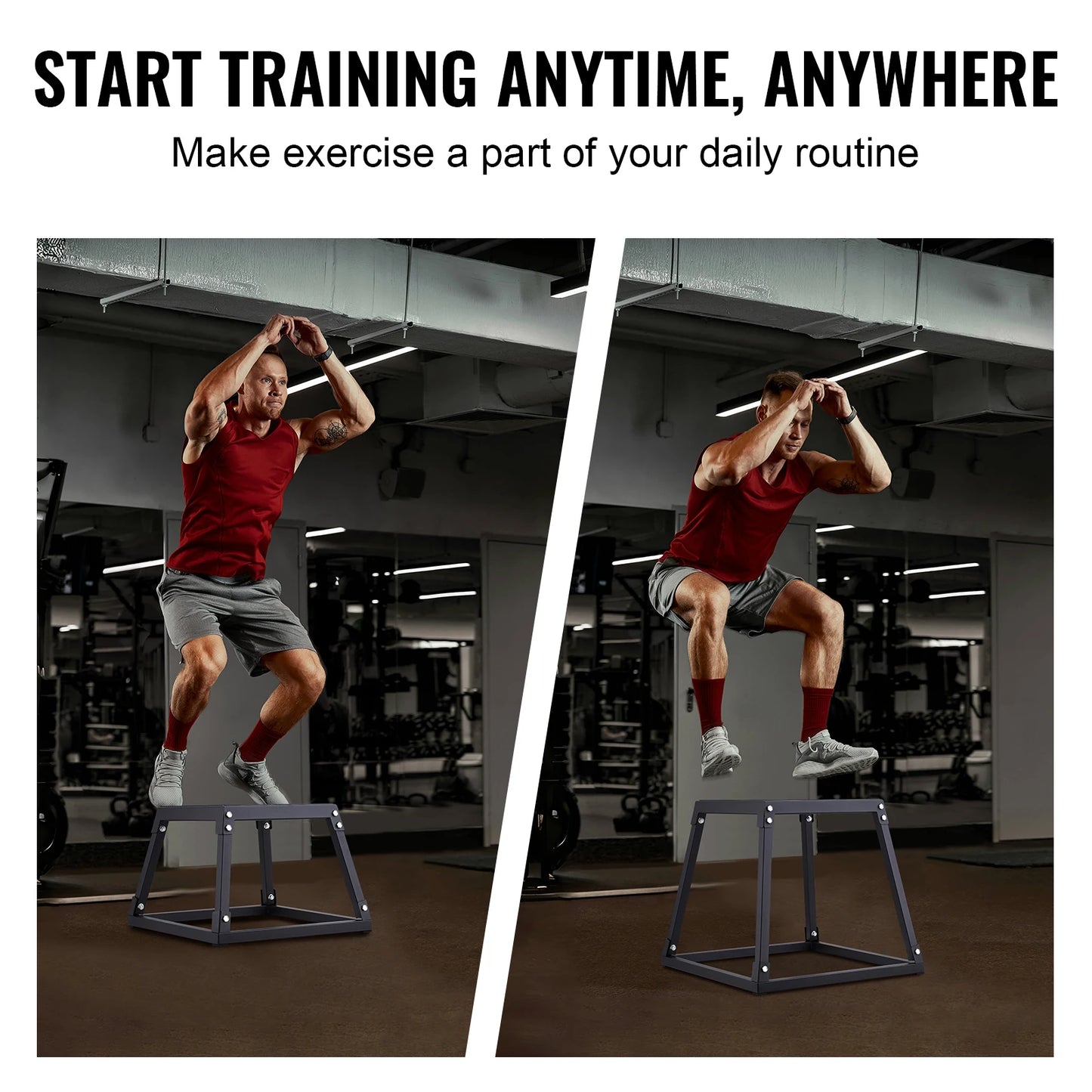 SucceBuy Adjustable Plyometric Jump Box Set Anti Slip