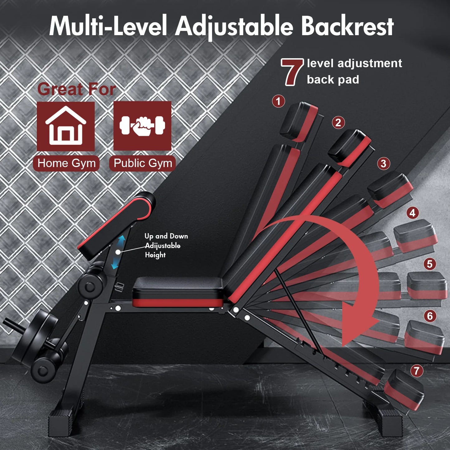 Adjustable Foldable Incline Decline Weight Bench For Home Gym
