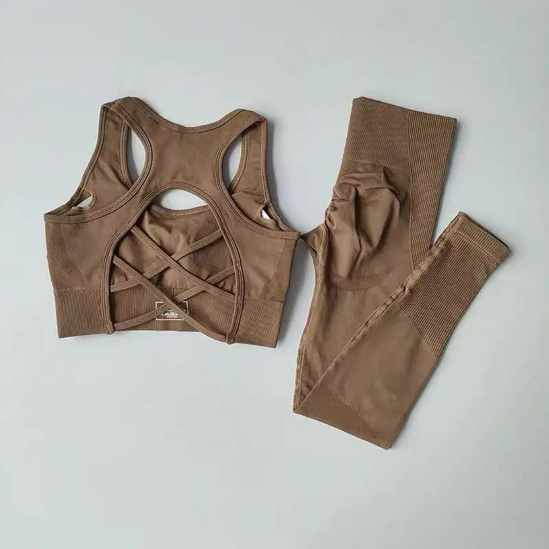 Women 2 Piece Yoga Sports Bra Leggings Set Breathable