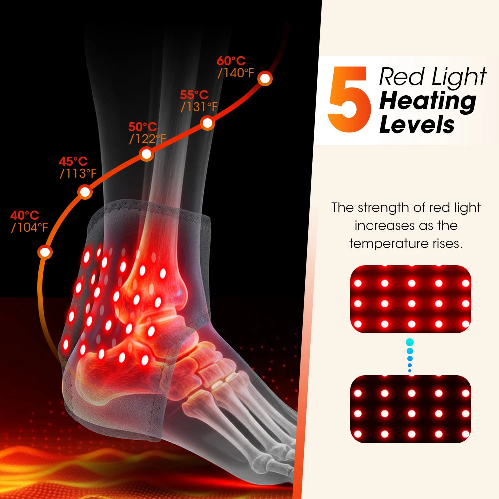 Hailicare Cordless Ankle Massager Wrap With Red Light Heat Vibration