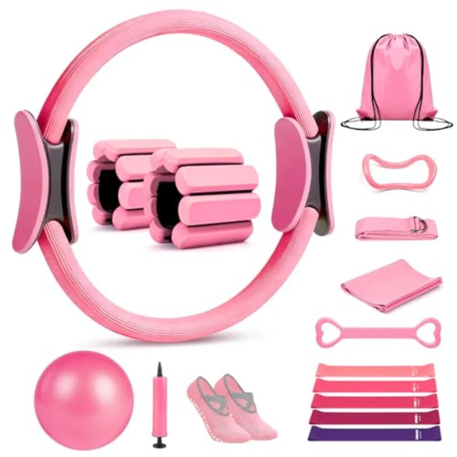 Yao Hui Huang Pilates Ring Set 15 Piece Home Kit With Ankle Weights