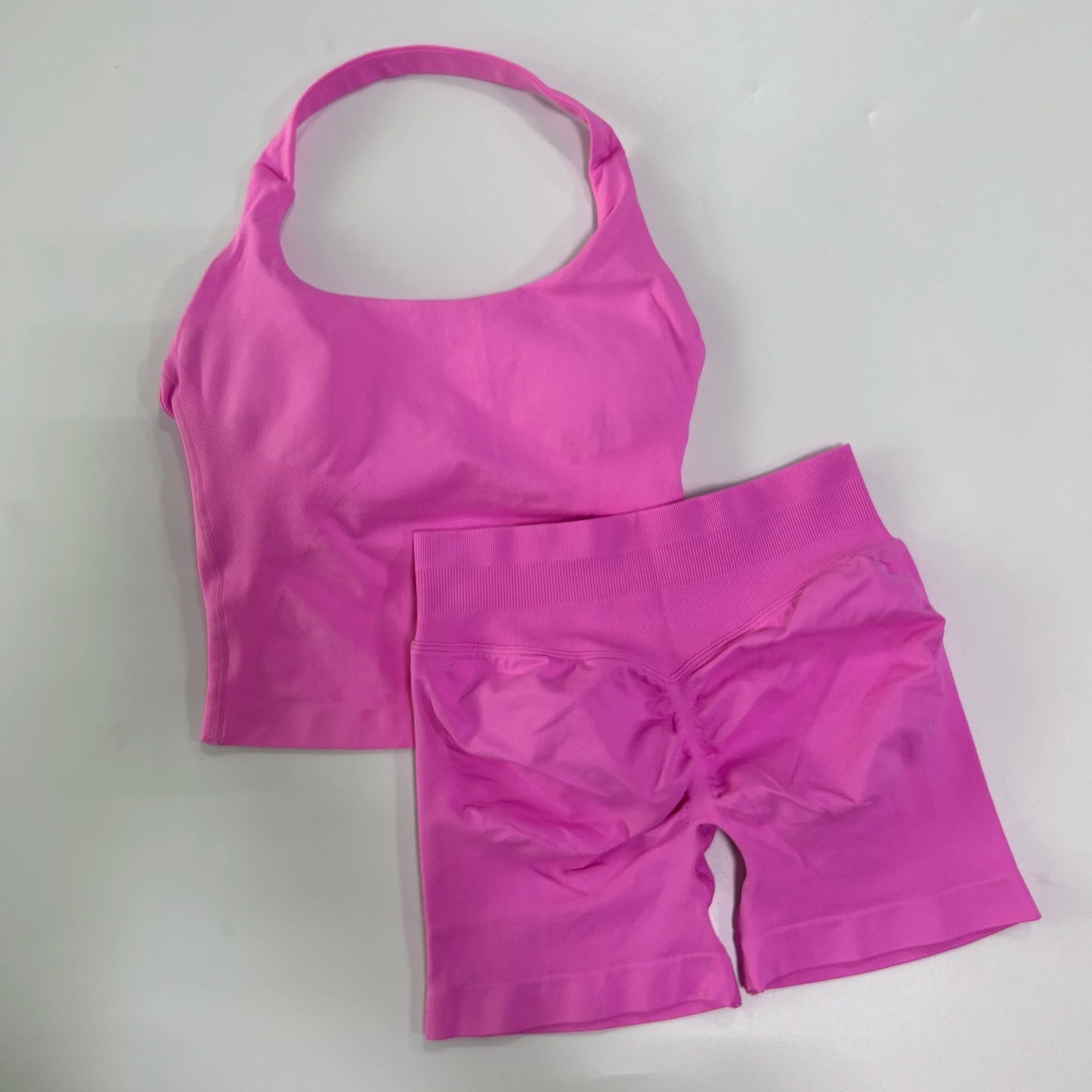 Yoga 2 Piece Gym Set Women Backless Halter Tops Shorts